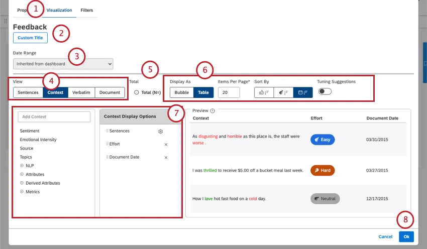 bearbeiten eines Feedback Widgets