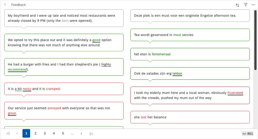 A series of chat bubbles that only show 1 sentence each