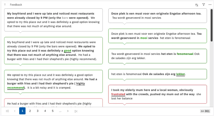 Chat bubbles showing 1-3 sentences each
