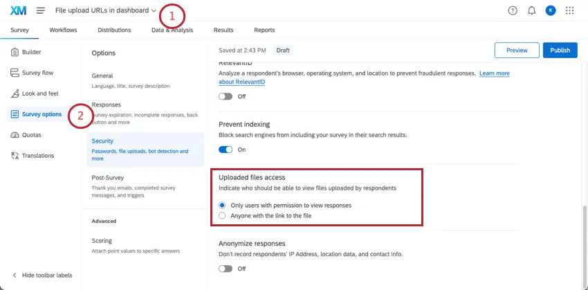 アンケートオプション
