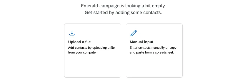 one you name your list, 2 options appear, called upload a file and manual input