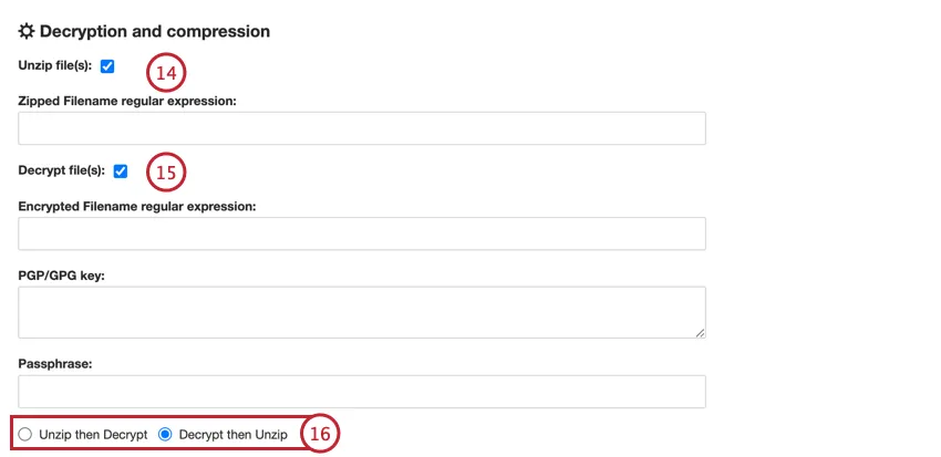 Elegir configuraciones de cifrado y descompresión