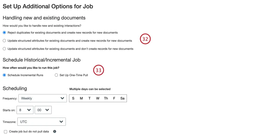 choosing duplicate settings and setting the job schedule
