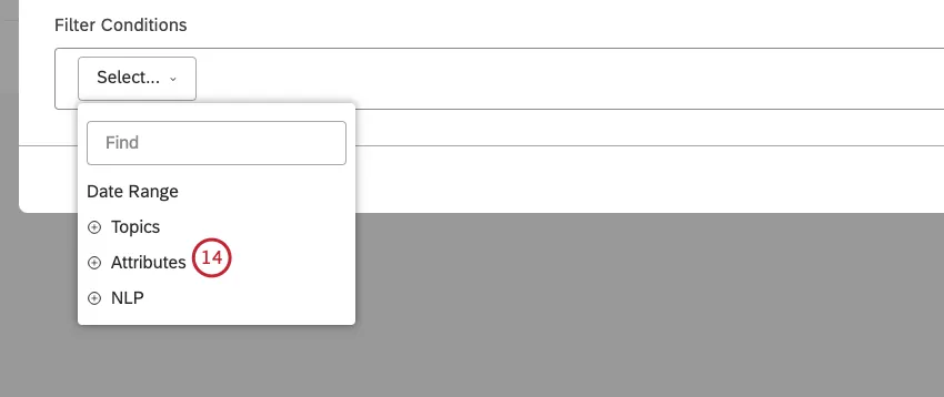 Seleccionar atributos para seleccionar un atributo estructurado que se pueda informar para filtro datos por sus valores
