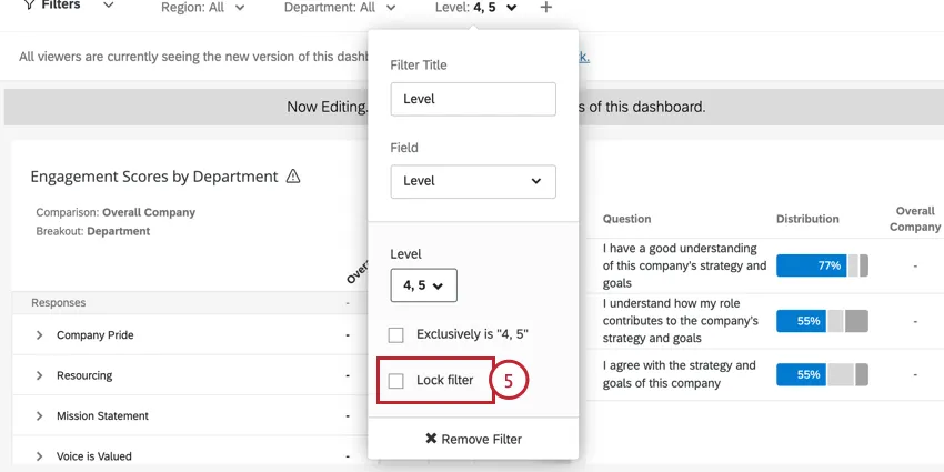 the lock filter option