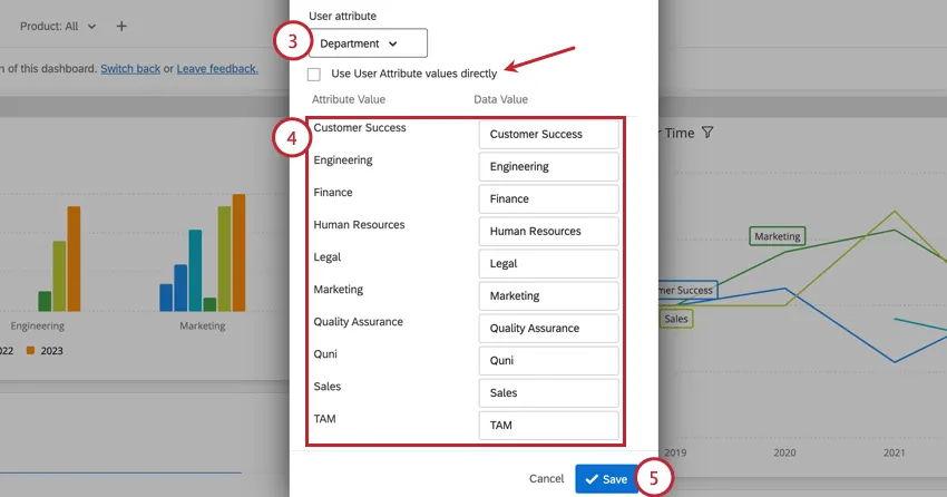 Elegir el campo de atributo y asignar valores