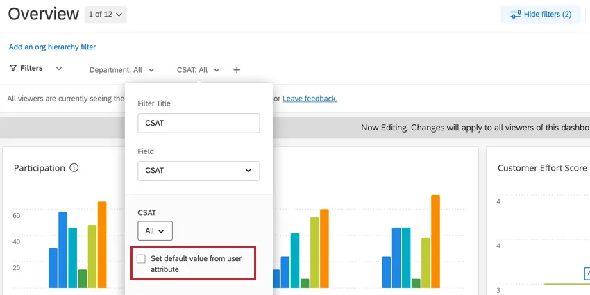 the set default value based on user attribute option