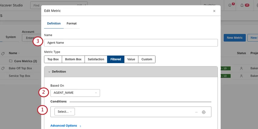 creating a filtered metric with a blank condition