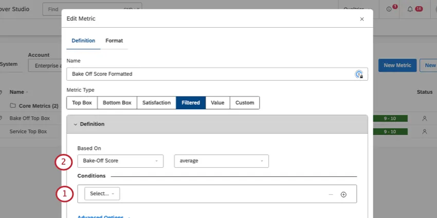 criação de uma condição em branco