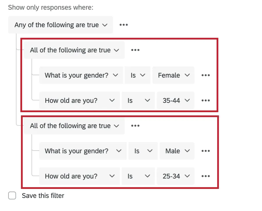 Complex filter set up using Any, All, and multiple condition sets
