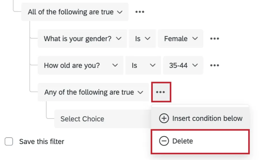 deleting a condition