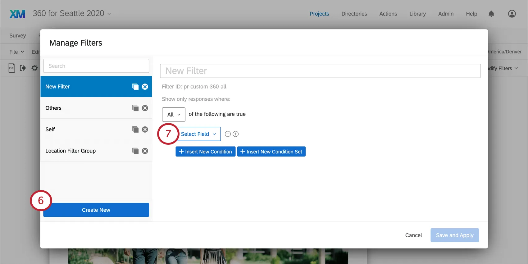 Seleção de um campo