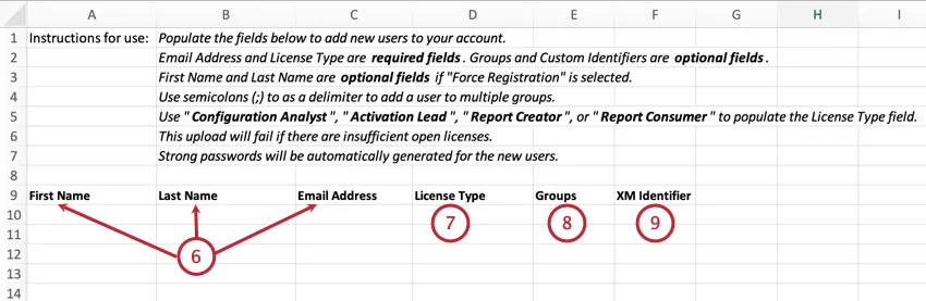 Remplir le fichier modèle