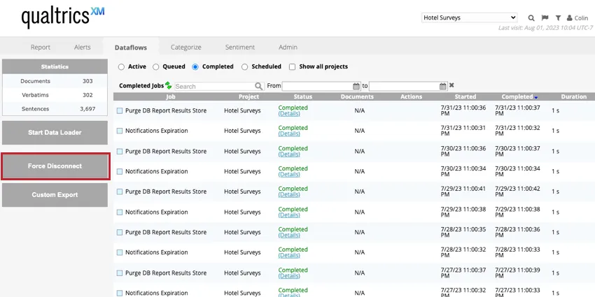 facendo clic su Forza di disconnessione