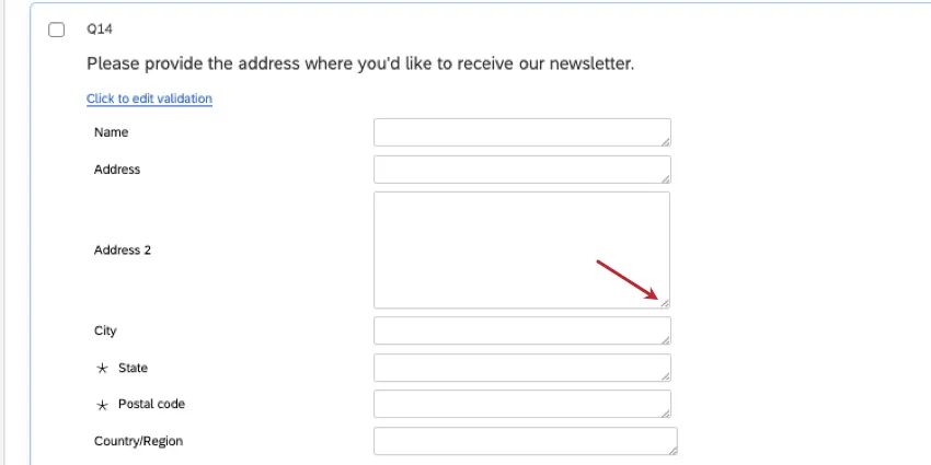 ein Feld, das um die Ecke gezogen wurde, um es zu vergrößern