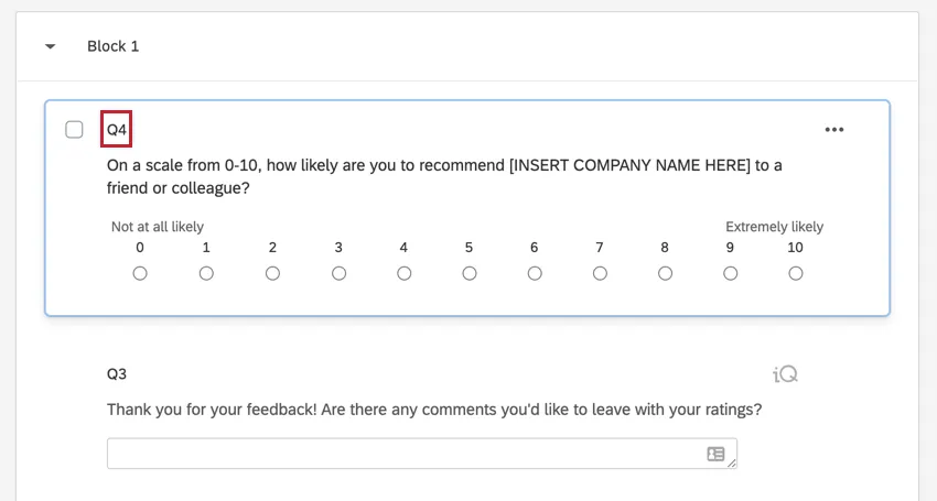 Fragennummer links oben in der Frage