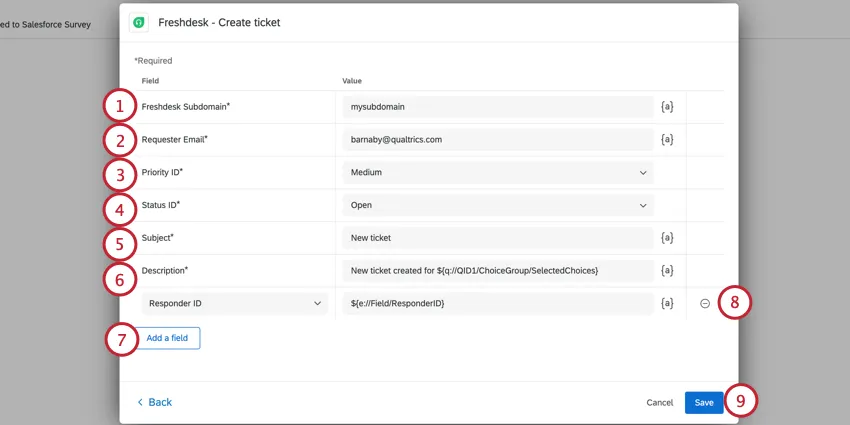 lattività di creazione ticket per freshdesk
