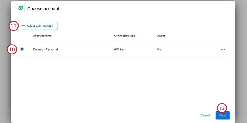 choisir le compte freshdesk à utiliser ou en ajouter un nouveau