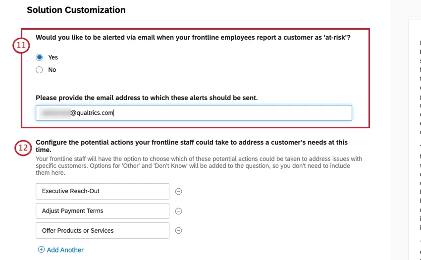 Multiple yes / no question, then text field, then open text fields for listing potential actions