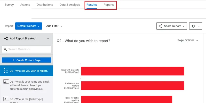 navigating to results and reports