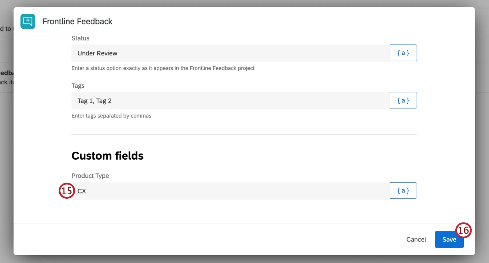 Agregar un campo personalizado a una tarea de opinión de primera línea