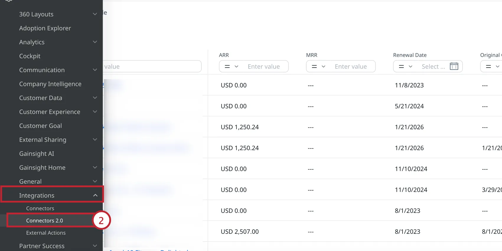 indo para conectores 2.0 em gainsight
