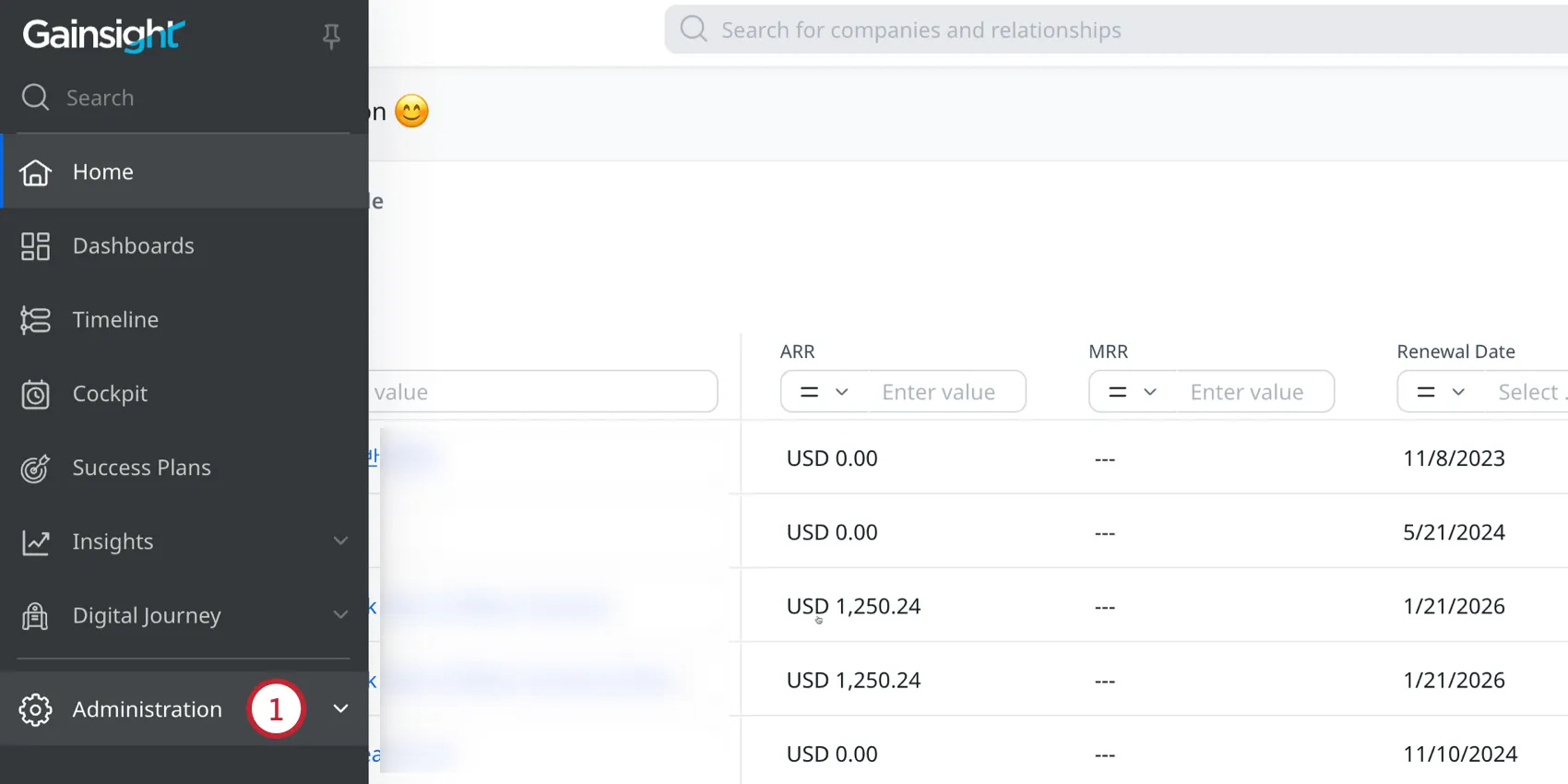 Navegando hacia la administración en Gainsight