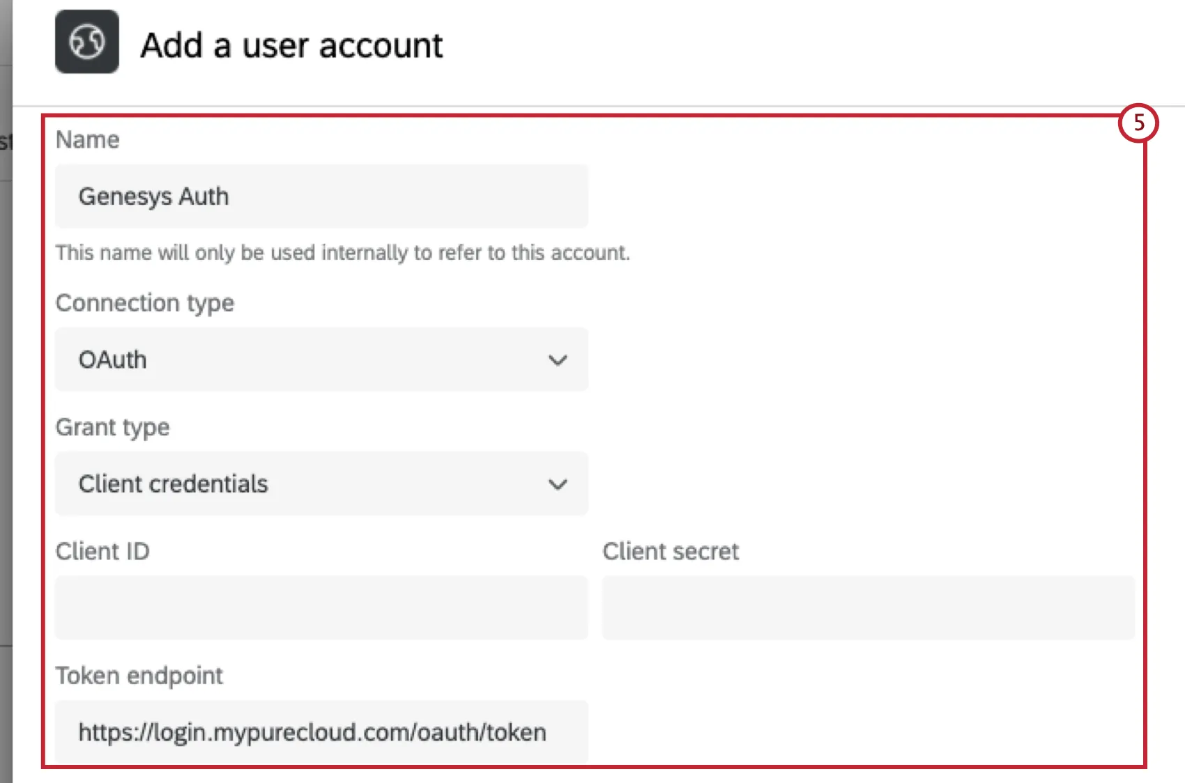 adição de uma conta de usuário do genesys ao qualtrics