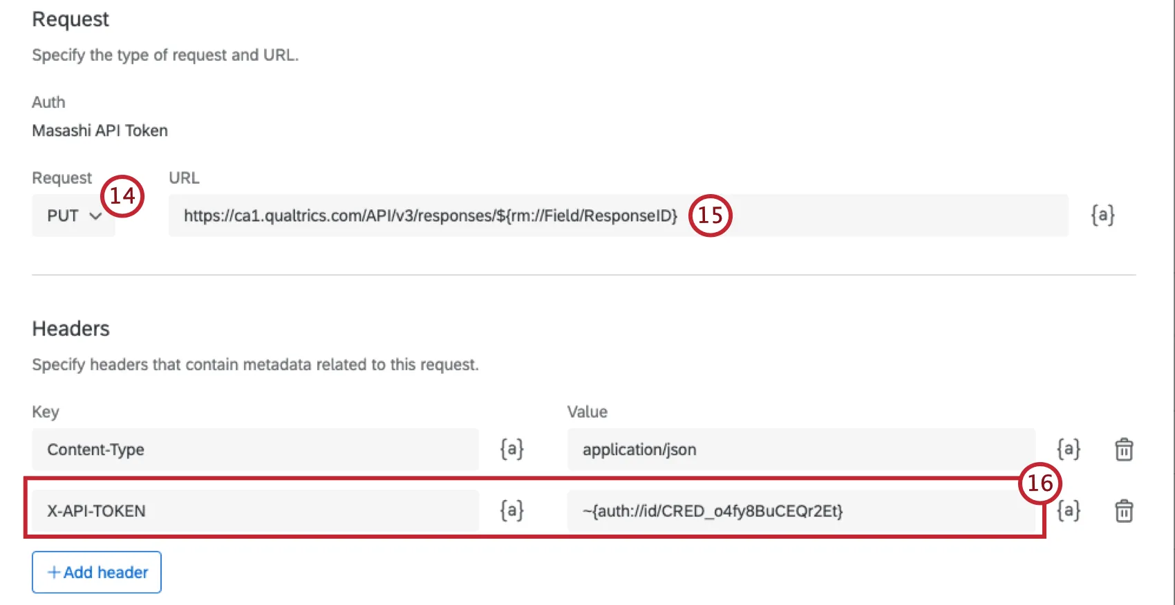 request type and headers when configuring task