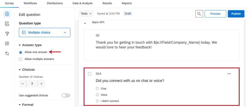 答えが1つしかない多肢選択式の質問