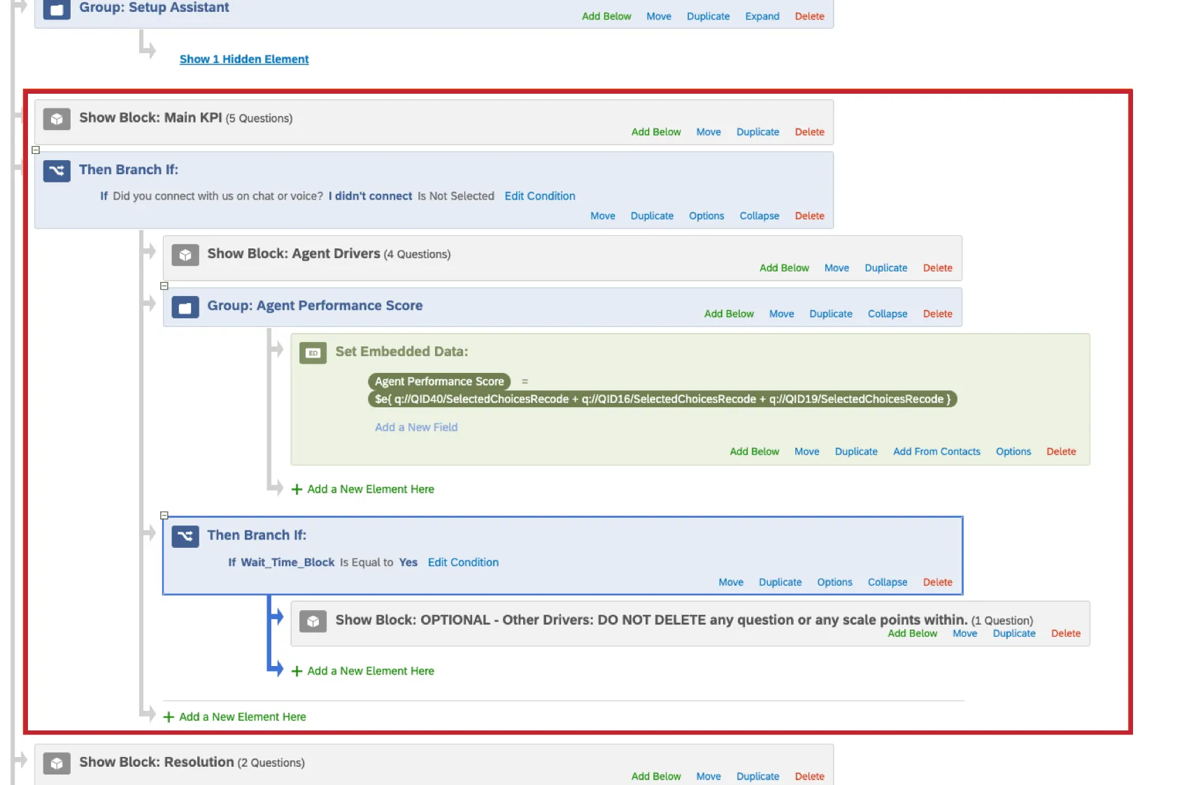 blocs dimbrication à lintérieur dune branche dans le flux denquête