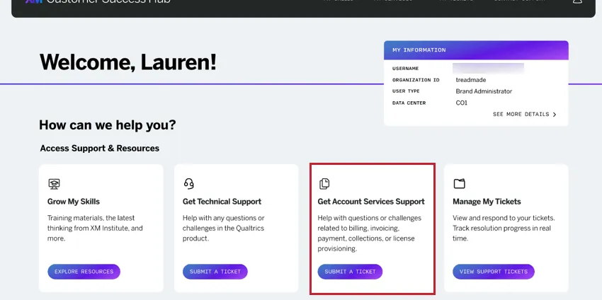 sélectionnant lassistance des services de compte après sêtre connecté au hub