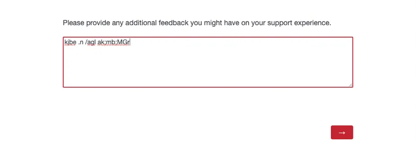 Gibberish entered into a text entry question