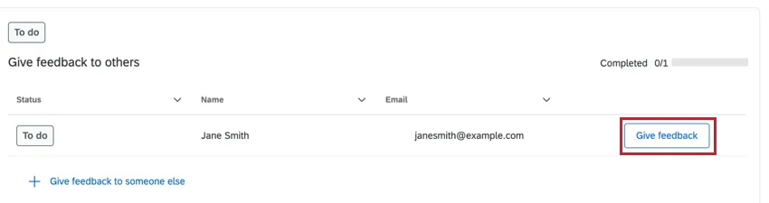 clicking give feedback to submit an evaluation