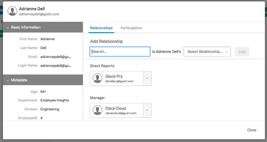 Informations sur le lien du participant dans la fenêtre dinformation globale