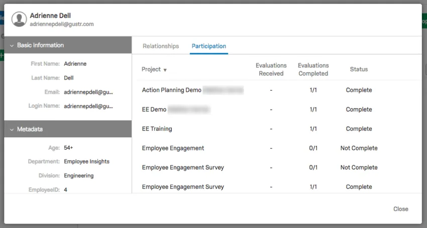 グローバル情報ウィンドウの参加者情報