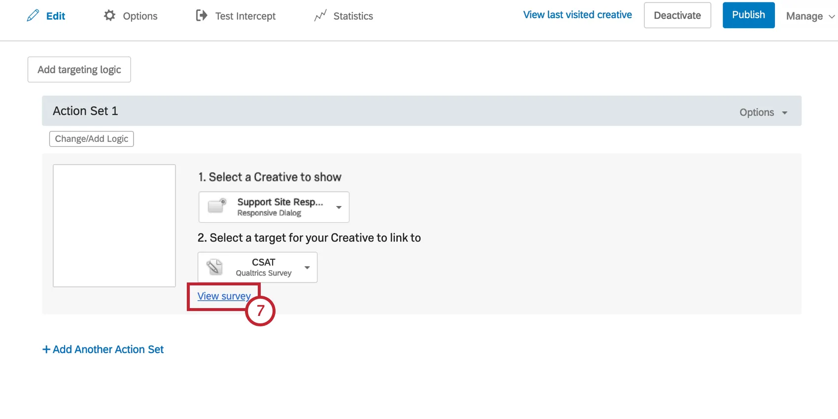 View survey for the intercept