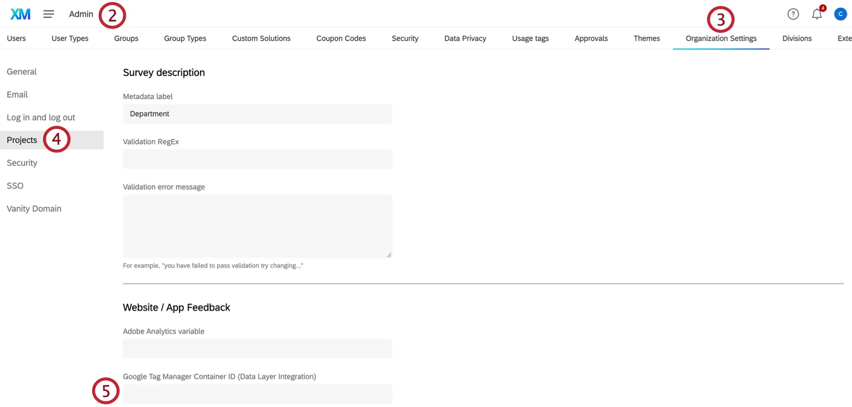 adding google tag id within org settings in admin tab