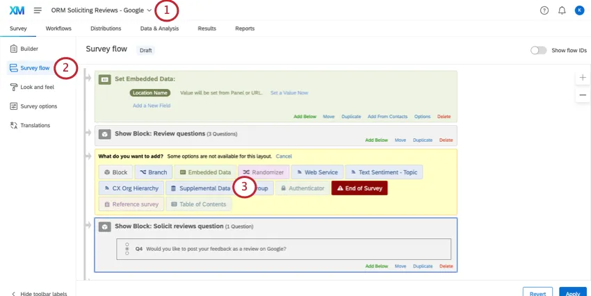 Survey flow showing as described