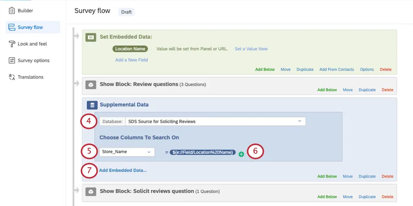 Adding a supplemental data element in the survey flow