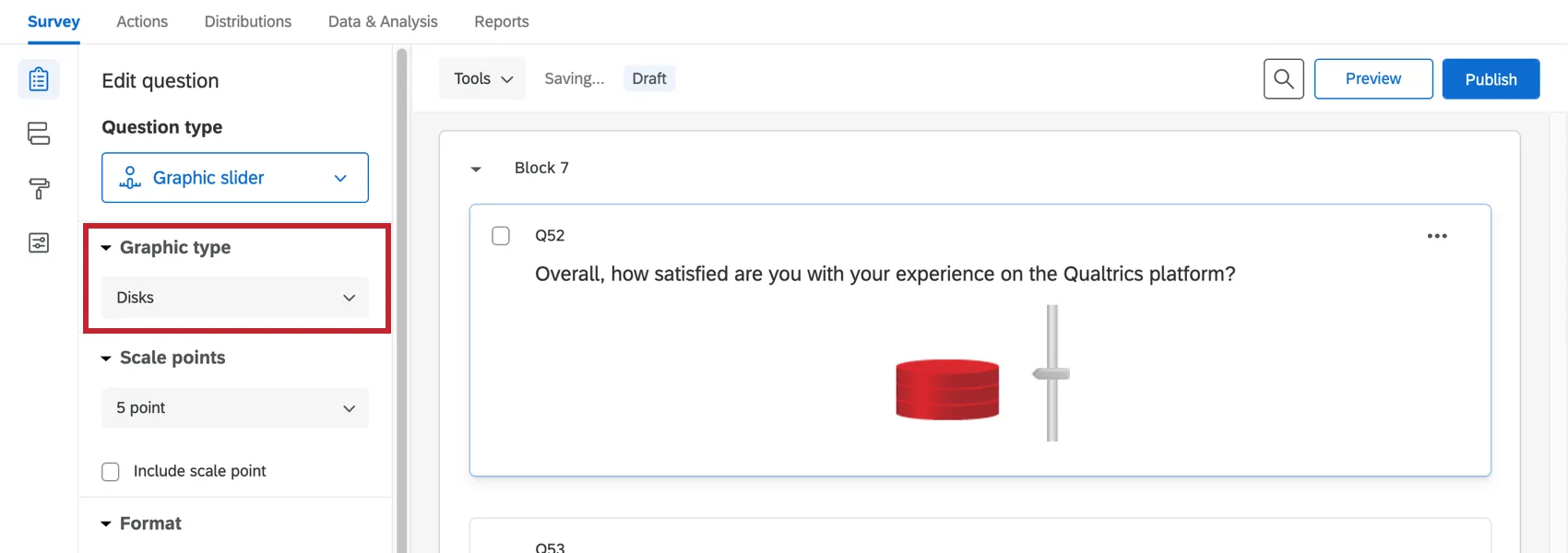 A disks graphic slider