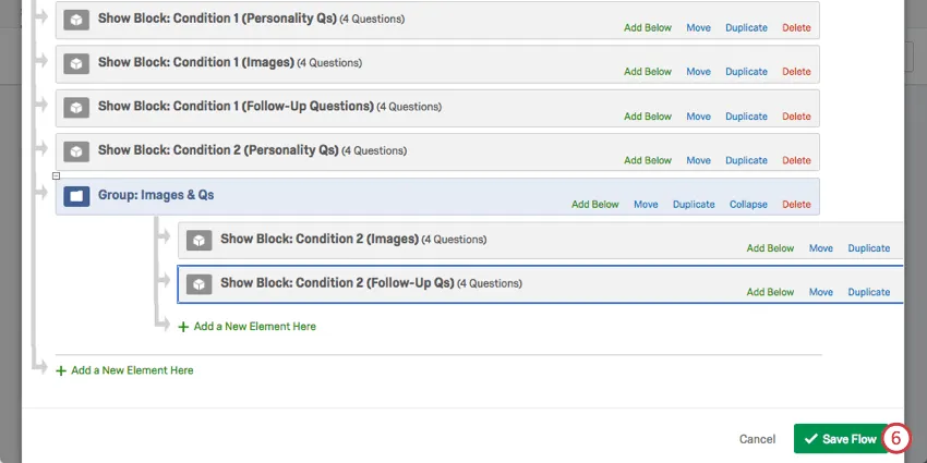 Saving the flow after the group has been set up