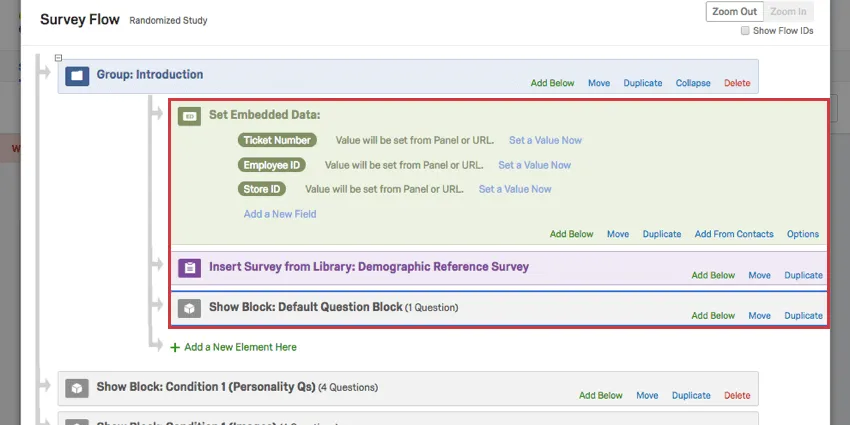 Items grouped under an Introduction group
