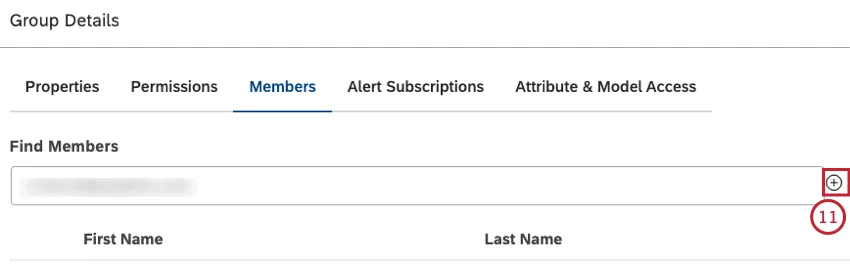Click the plus ( + ) button that appears on the right once a valid email is selected.