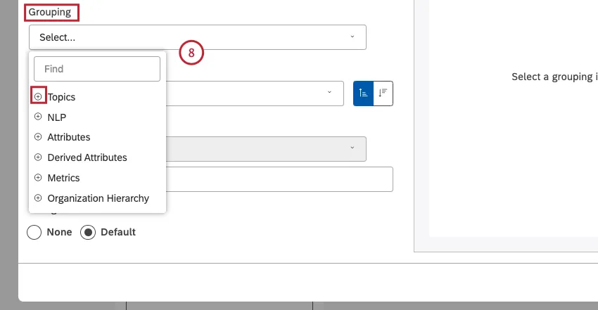 Select the option by which to group data for your report.