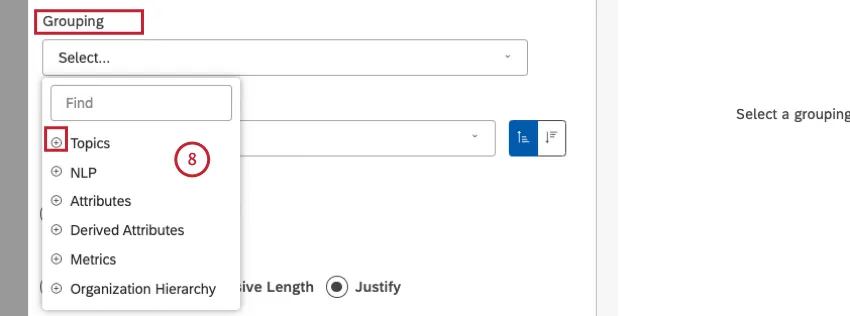 Wählen Sie die Option aus, nach der Sie Daten für Ihren Bericht gruppieren möchten.