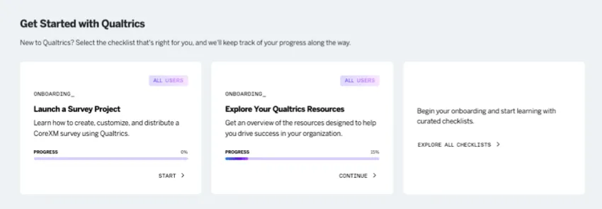 section of grow my skills that is named get started with qualtrics.