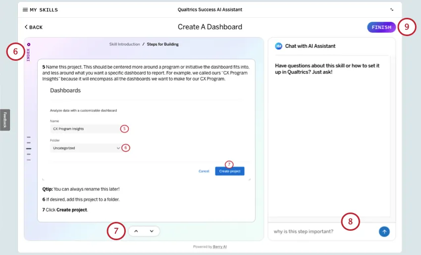 page avec les étapes dassistance à gauche et le chatbot à droite