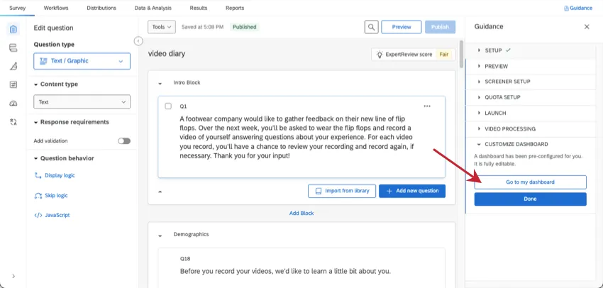 painel orientação foi aberto à direita na pesquisa e o botão dashboard meu painel foi destacado