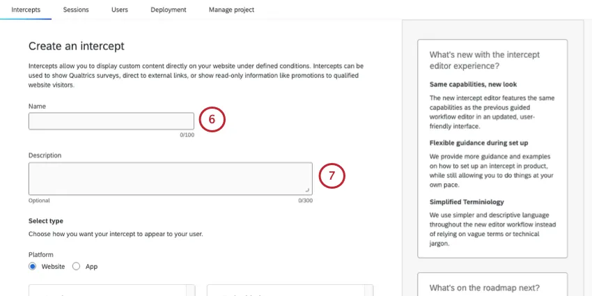 benennen und Beschreiben eines Intercepts